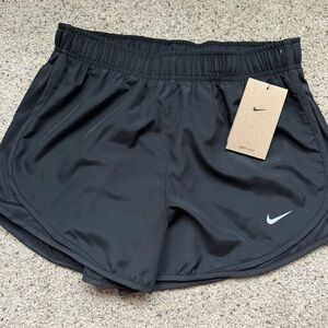 Nike Women's Black Athletic Running Shorts with White Swoosh
